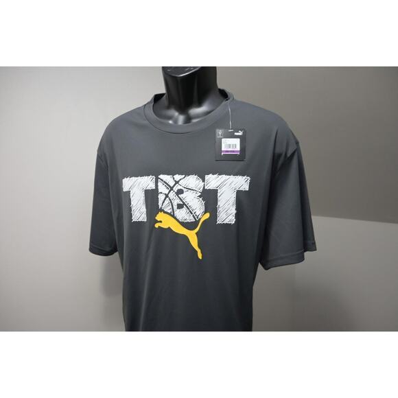 Puma Gym Shirt Graphic Performance Short Sleeve Gray Tee Mens Size 2XL XXL NWT - Picture 1 of 7